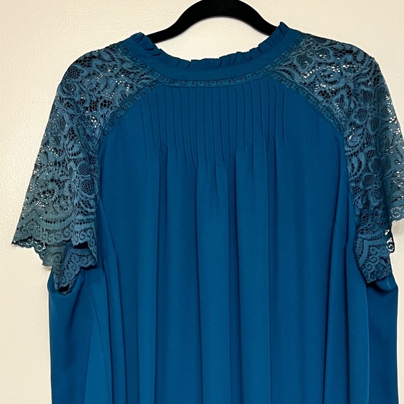 Torrid Teal Lace Sleeve Blouse - Picture 5 of 5